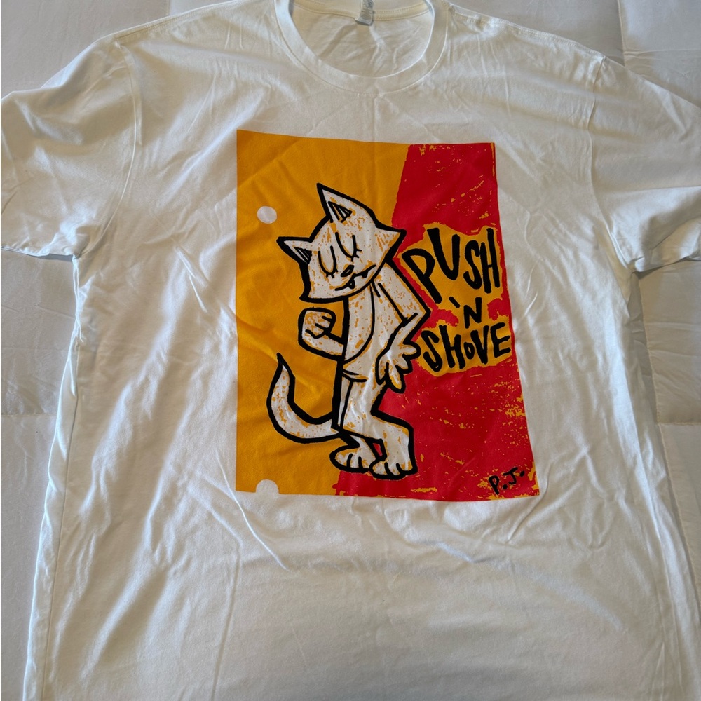 Push 'N Shove Cat Fishbone T-Shirt - White and Orange